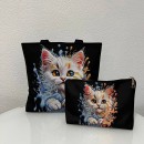 Косметичка котик з бризками чорна